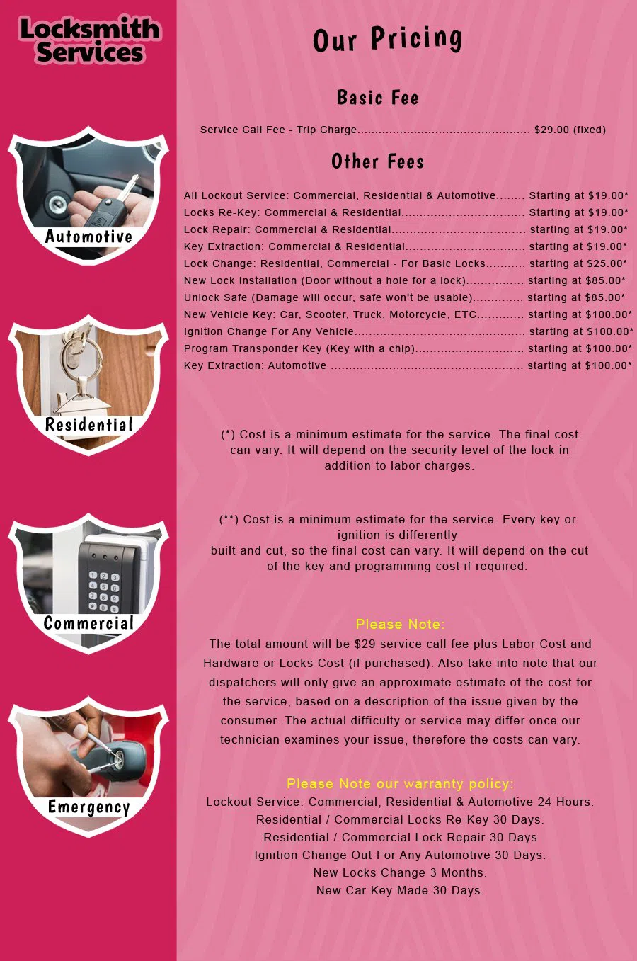 Chantilly Locksmith Store Chantilly, VA 703-270-6014 - price-list-c-18